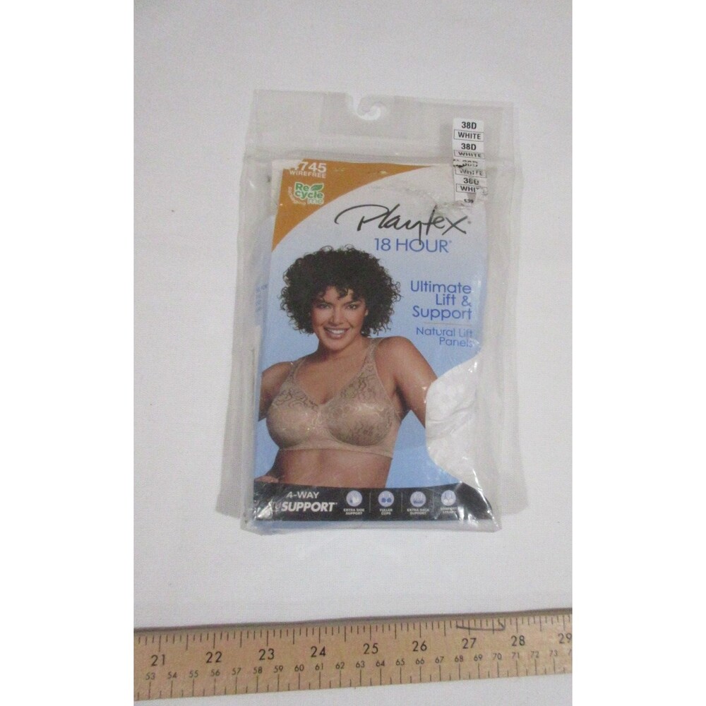 NWT Playtex 18 Hour Ultimate Lift &Support Bra 38D White 4 Way Support MSRP 38D